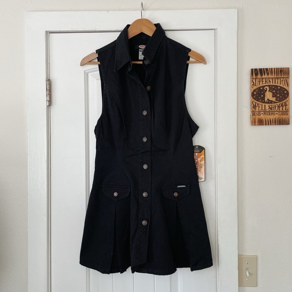 NWT VTG Jordache Black Button Up Dress Preppy Deadstock GIRLS Size 11/12 - Picture 1 of 4